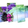 Zen Floral Bathroom Picture Canvas Wall Art Print 4 panel
