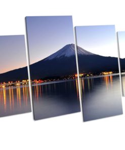 SUNSET MOUNT FUJI Japan Landscape Canvas Art Print Box Framed Wall Art Picture