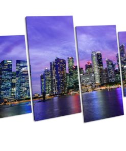 Singapore City Sunset Box Framed Canvas picture Print