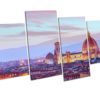 Florence City Sunset 4 Panel Box Framed Canvas picture Art Wall Print