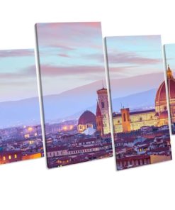 Florence City Sunset 4 Panel Box Framed Canvas picture Art Wall Print
