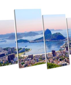Rio De Janeiro Brazil 4 Panel Box Framed Canvas picture Art Wall Print