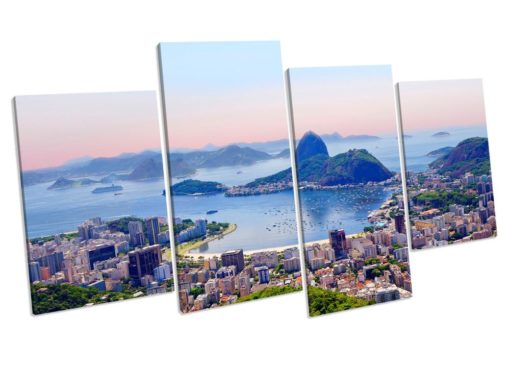 Rio De Janeiro Brazil 4 Panel Box Framed Canvas picture Art Wall Print