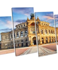 Semperoper Opera Dresden Germany 4 Panel Box Framed Canvas Art picture Print