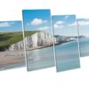 White Cliffs Of Dover Seascape 4 Panel Box Framed Canvas Wall Art picture Print