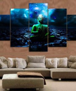 Buddha Spiritual Peaceful Dharma Meditation Nirvana 5 Piece Canvas Home Decor Buddhism Buddhist Zen Wall Art Print Panel Poster Wall Hanging