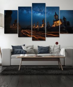 Buddha Spiritual Peaceful Dharma Meditation Nirvana 5 Piece Canvas Home Decor Buddhism Buddhist Zen Wall Art Print Panel Poster Wall Hanging