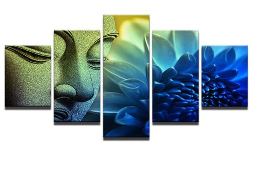 Buddha Spiritual Peaceful Dharma Meditation Nirvana 5 Piece Canvas Home Decor Buddhism Buddhist Zen Wall Art Print Panel Poster Wall Hanging
