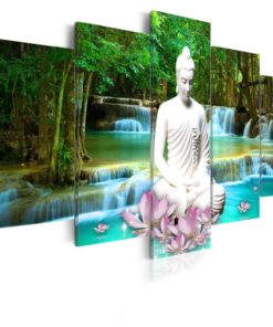 Buddha Spiritual Peaceful Dharma Meditation Nirvana 5 Piece Canvas Home Decor Buddhism Buddhist Zen Wall Art Print Panel Poster Wall Hanging