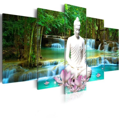 Buddha Spiritual Peaceful Dharma Meditation Nirvana 5 Piece Canvas Home Decor Buddhism Buddhist Zen Wall Art Print Panel Poster Wall Hanging