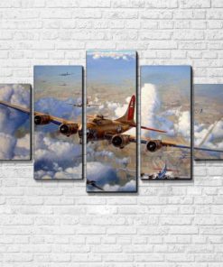 B-17 Bomber WW2 Air Force Framed. 5 Piece Canvas. Five Panel. Canvas Art. Wall Art. Home Decor. For Her. For Him. Gift.