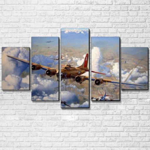B-17 Bomber WW2 Air Force Framed. 5 Piece Canvas. Five Panel. Canvas Art. Wall Art. Home Decor. For Her. For Him. Gift.