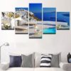Santorini Canvas Art, Greek Island Wall Art, Mediterranean 5 Piece Canvas Print, Greece Wall Art, Island Wall Decor, Paradise Large Canvas