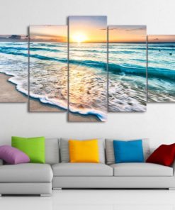 Beach Wall Art, Sunset 5 Piece Canvas Print, Professional Artwork