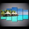 5Pcs Framed Maldives Beach Destination Canvas
