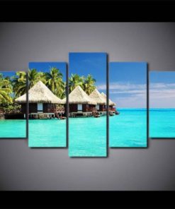 5Pcs Framed Maldives Beach Destination Canvas