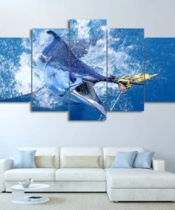 Fishing Wall Art, Fishing Tuna Canvas Art, Multi Panel, Wall Decor, Man Cave, 5 panel, Fishing Lover, Gift For Him