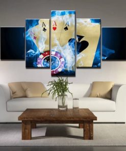 Poker Wall Art, Gaming, Flush, Money Gambling, Full House, Man Cave Decor, Game Room Decor, Poker Lover Gift