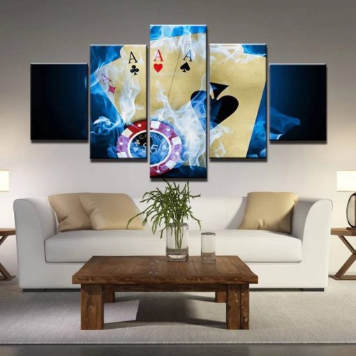 Poker Wall Art, Gaming, Flush, Money Gambling, Full House, Man Cave Decor, Game Room Decor, Poker Lover Gift