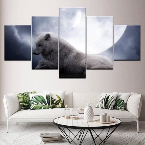 Wolf Wall Art, Wolf by the Moonlight, Canvas Set, Wall Decor, Extra Large Wall Art, Home  Decor, Living Room Artwork, Wolf Lover Gift