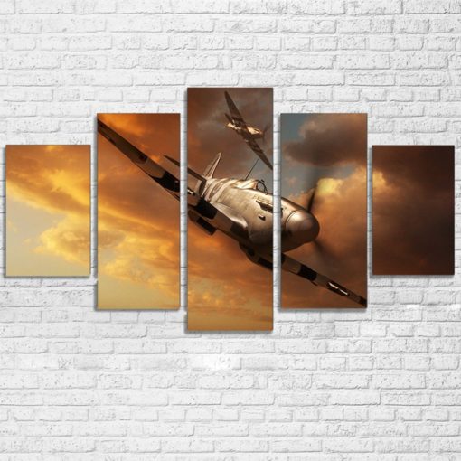 Dunkirk Spitfire Aviation Plane Framed. 5 Piece Canvas. Five Panel. Canvas Art. Wall Art. Home Decor. For Her. For Him. Gift.