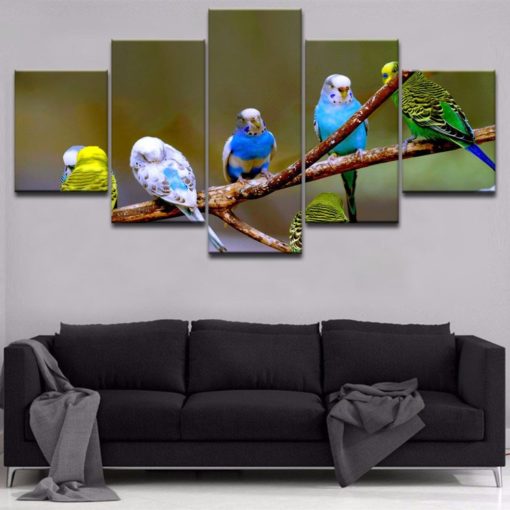 Colorful Birds Wall Art, Birds Canvas Art, Large Colorful Birds 5 Piece Canvas Print, Birds Lover, Wall Decor, Modern Decor, Framed, Gift