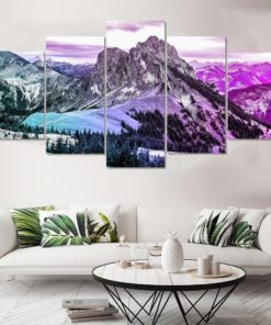 Colorful Mountains, Custom Artwork, Canvas Art, Large Wall Art, 5 Piece Art, Home Decor