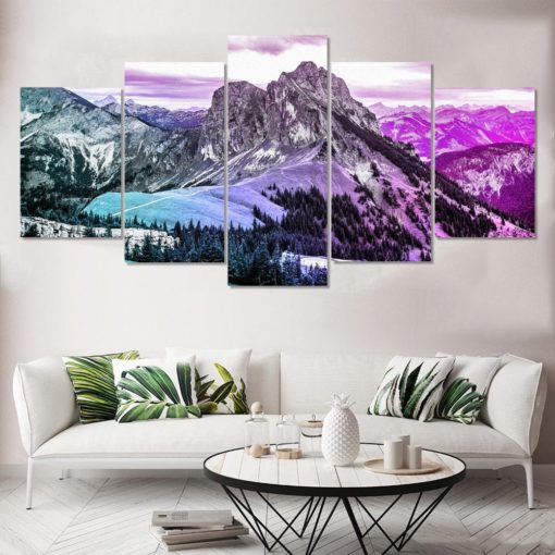 Colorful Mountains, Custom Artwork, Canvas Art, Large Wall Art, 5 Piece Art, Home Decor
