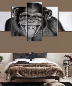 Chimpanzee Canvas Art, Ape Wall Decor,Multi Panels, Canvas Print, Split Canvas, Framed Wall  Decor, Home Decor, Mural