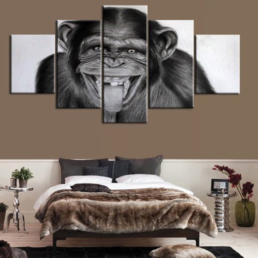 Chimpanzee Canvas Art, Ape Wall Decor,Multi Panels, Canvas Print, Split Canvas, Framed Wall  Decor, Home Decor, Mural