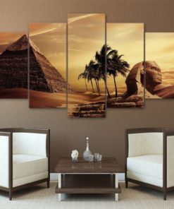 Egypt Pyramids Androsphinx Sunset Framed. 5 Piece Canvas. Five Panel. Canvas Art. Wall Art. Home Decor. For Her. For Him. Gift.