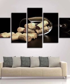 Wine Corks, winery, Wall Art, Bar Decor, Wine Lovers, Man Cave, 5 Panels Canvas Set, Home Decor, Rustic, Barn, Wall Decoration, Gift For Him
