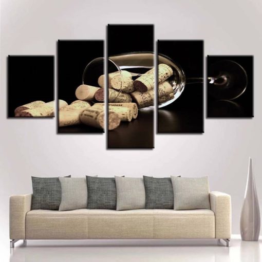 Wine Corks, winery, Wall Art, Bar Decor, Wine Lovers, Man Cave, 5 Panels Canvas Set, Home Decor, Rustic, Barn, Wall Decoration, Gift For Him