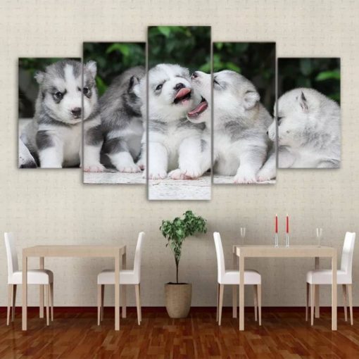 Puppies Canva Set, Husky, Dog Wall Art, Pet Portrait, Wall Decor, Office Decor, Vet Office, Dog Lover Gift