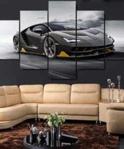 Black Exotic Super Sports Car Framed. 5 Piece Canvas. Five Panel. Canvas Art. Wall Art. Home Decor. For Her. For Him. Gift.