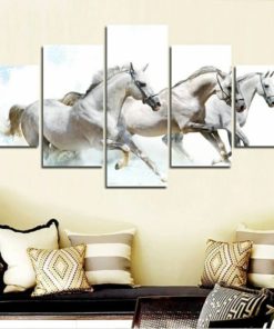 White Horses Wall Art, Canvas Art, Wall Decor, Living room Decor, Multi Panel Decor,  Horse Lover Gift