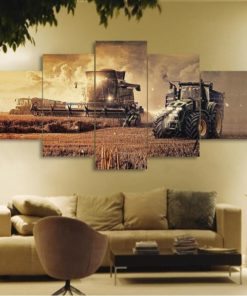 Farm Tractor Combine Agriculture Framed. 5 Piece Canvas. Five Panel. Canvas Art. Wall Art. Home Decor. For Her. For Him. Gift.