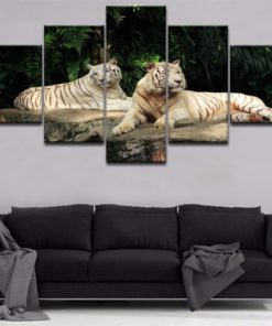 Tiger Wall Art, Beautiful Tiger Canvas Art,Tiger Painting, Tiger Wall Decor, Animal Lover Gift, Multi panel Set, Modern 5 piece Canvas Print