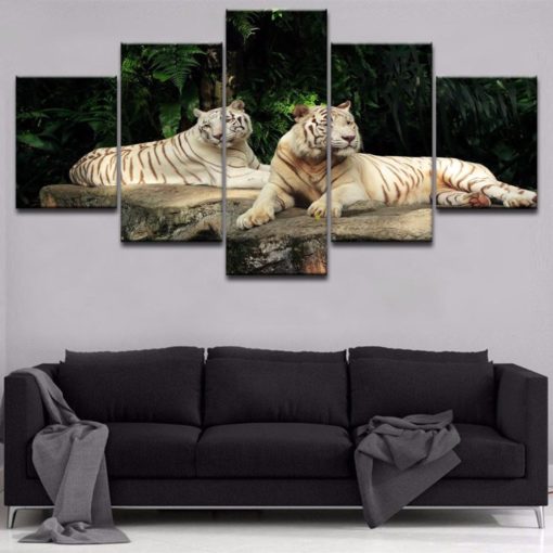 Tiger Wall Art, Beautiful Tiger Canvas Art,Tiger Painting, Tiger Wall Decor, Animal Lover Gift, Multi panel Set, Modern 5 piece Canvas Print