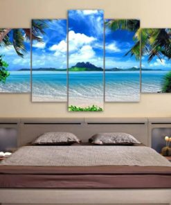 Sea View Wall Art, Blue Waters, Relaxing Decor, Coastal, Nautical, Palm Trees, Multi Panels, Home Decor,  Office Decor, Beach Lover Gift