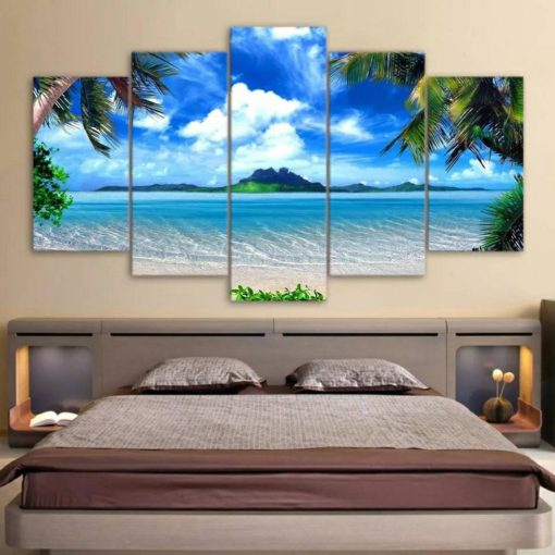Sea View Wall Art, Blue Waters, Relaxing Decor, Coastal, Nautical, Palm Trees, Multi Panels, Home Decor,  Office Decor, Beach Lover Gift