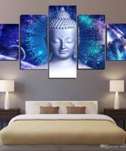 Buddha Wall Art, Buddha Canvas Art, Blue Aura Buddha Wall Decor, Buddhism Canvas Print, Zen Decor, Meditation Mural, Multi Panel, Framed