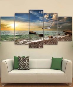 Sunny Beach Wall Art, Nautical Decor, Beach Wall Painting, Seascape Canvas Set, Blue Wall Decor, Beach Canvas Print