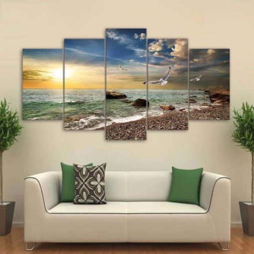 Sunny Beach Wall Art, Nautical Decor, Beach Wall Painting, Seascape Canvas Set, Blue Wall Decor, Beach Canvas Print