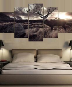 Fantasy Deer Antler Tree Framed. 5 Piece Canvas. Five Panel. Canvas Art. Wall Art. Home Decor. For Her. For Him. Gift.