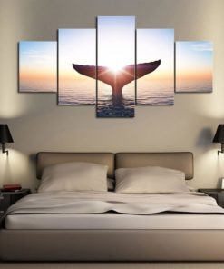 Whale Tail Sunrise Ocean Life Animal Framed. 5 Piece Canvas. Five Panel. Canvas Art. Wall Art. Home Decor. For Her. For Him. Gift.