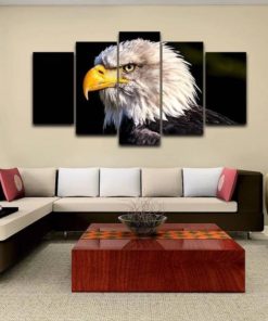 Eagle Wall Art, Canvas Wall Set, Hunter Bird, American Predator, 5 Piece Canvas Decor