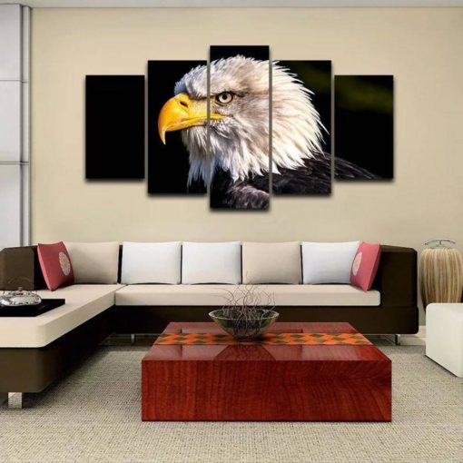 Eagle Wall Art, Canvas Wall Set, Hunter Bird, American Predator, 5 Piece Canvas Decor