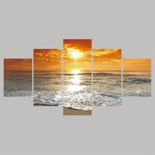 Beach Sunset Wall Art, Canvas Art Set