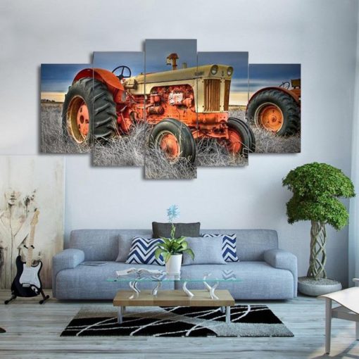 Antique Farm Tractor Agriculture Framed. 5 Piece Canvas. Five Panel. Canvas Art. Wall Art. Home Decor. For Her. For Him. Gift.